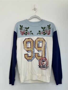 Golden Hour 99 Graphic Crewneck Sweatshirt - Blue, Navy & White